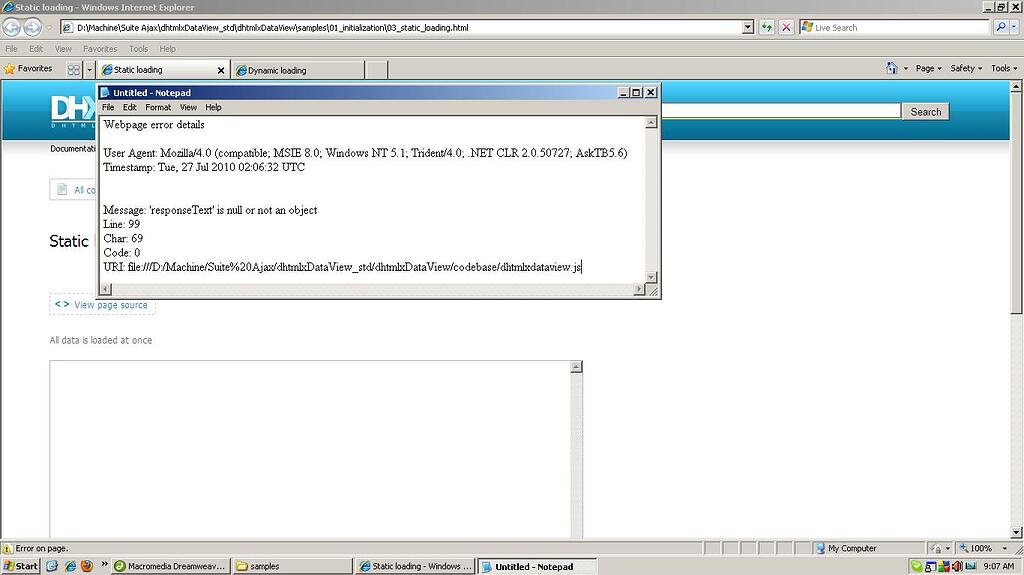 dhtmlxDataView has Error , doesn't it? - Suite 5 - DHTMLX